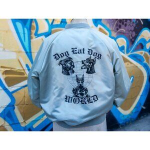 DOG EAT DOG World Vintage Bomber Jacket Size Large | Silver W/ Retro Embroidery
